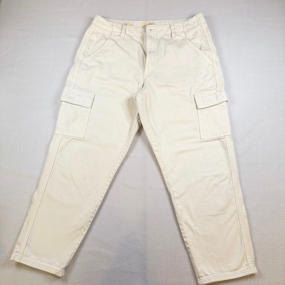 Universal Thread Womens Boyfriend Cargo Pants Cream Off-White Cotton Size 12/31R